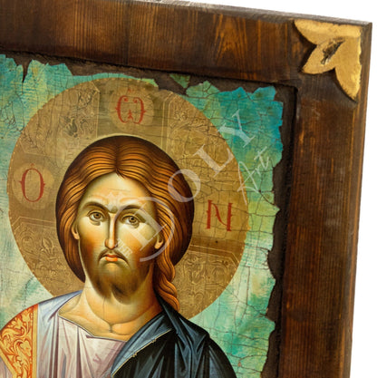 Jesus Christ icon Pantocrator, Handmade Greek Orthodox icon, Byzantine art wall hanging canvas wood plaque 40x29cm, wedding gift - TheHolyArt