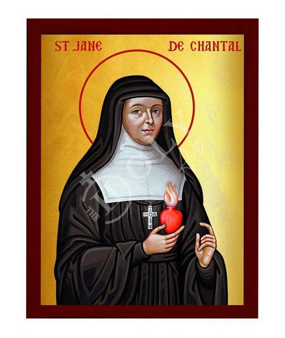 Saint Jane De Chantal icon, Handmade Greek Catholic Orthodox icon of St Jane, Byzantine art wall hanging wood plaque religious decor - TheHolyArt