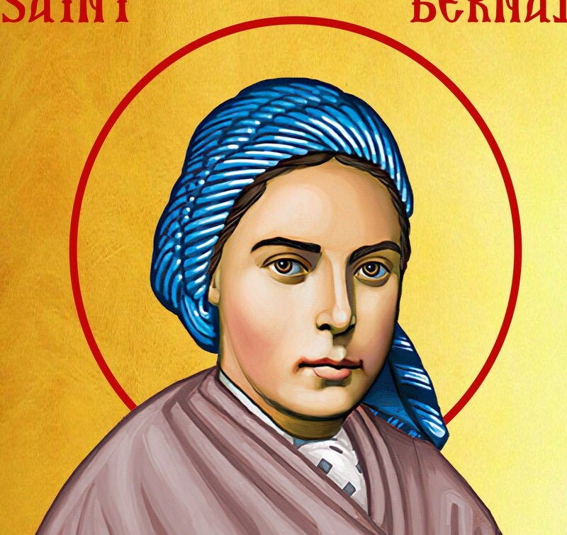 Saint Bernadette Soubirous icon, Handmade Greek Catholic Orthodox icon of St Bernadette, Byzantine art wall hanging wood plaque religious TheHolyArt