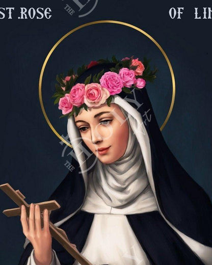 Saint Rose of Lima icon, Handmade Greek Catholic Orthodox icon of St Rose of Lima, Byzantine art wall hanging wood plaque religious decor - TheHolyArt