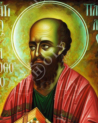 Apostle Paul icon, Handmade Greek Orthodox icon of St Paul the Apostle, Byzantine art wall hanging wood plaque, religious decor - TheHolyArt