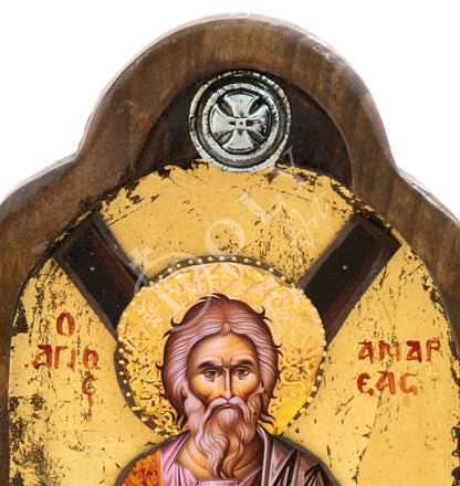 Saint Andrew icon, Handmade Greek Orthodox icon St Andrew, Apostle Andrew Byzantine art wall hanging wood plaque 29x21cm, wedding gift - TheHolyArt