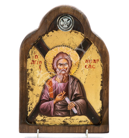 Saint Andrew icon, Handmade Greek Orthodox icon St Andrew, Apostle Andrew Byzantine art wall hanging wood plaque 29x21cm, wedding gift - TheHolyArt
