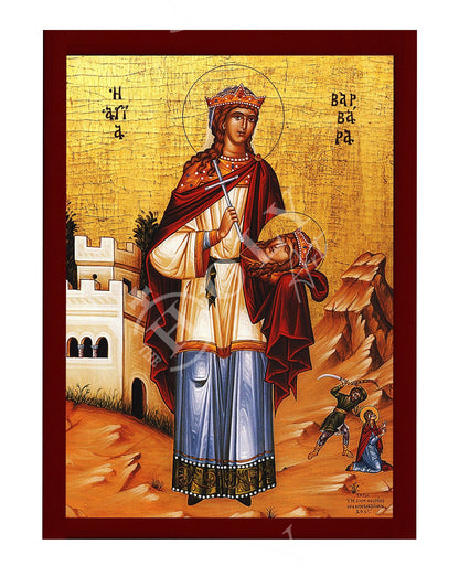 Saint Barbara icon, Handmade Greek Orthodox icon of Great Martyr St Barbara, Byzantine art wall hanging, religious gift - TheHolyArt