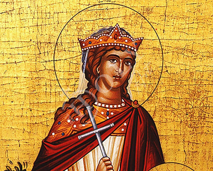 Saint Barbara icon, Handmade Greek Orthodox icon of Great Martyr St Barbara, Byzantine art wall hanging, religious gift - TheHolyArt