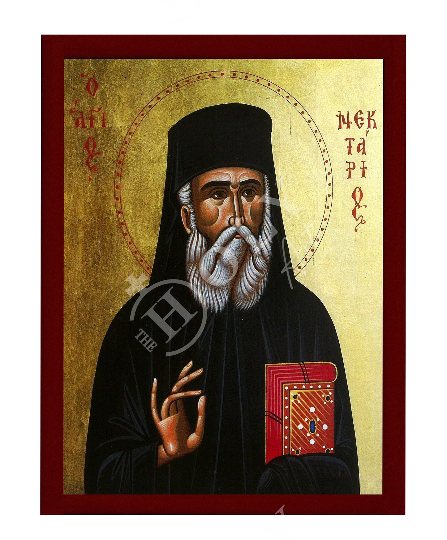 Saint Nectarios icon of Aegina, Greek Handmade Orthodox icon of St Nectarios of Pentapolis, Byzantine art wall hanging, religious gift TheHolyArt