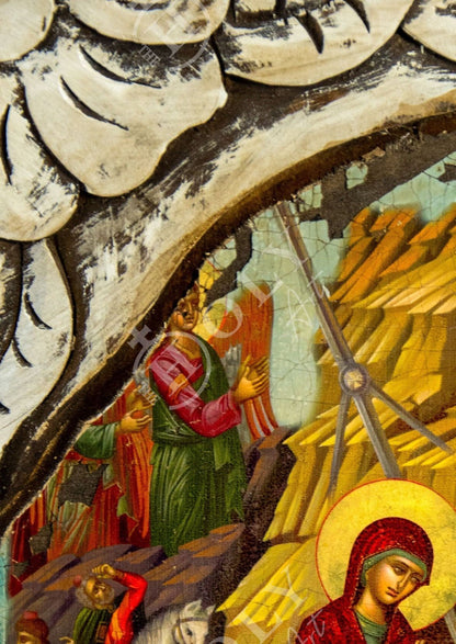 Nativity Jesus Christ icon, Birth of Jesus Greek handmade Orthodox Icon, Byzantine art wall hanging canvas wood icon, wedding gift 38x25cm - TheHolyArt