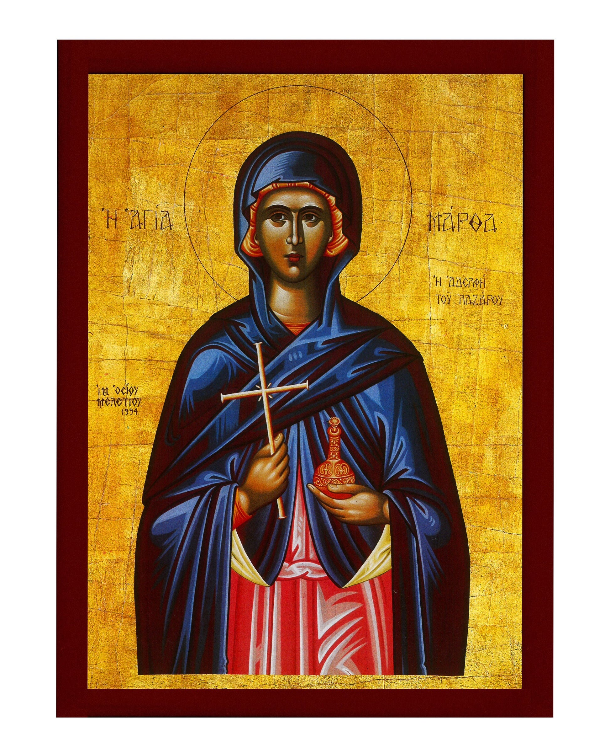 Saint Martha icon, Handmade Greek Orthodox icon of St Martha, Byzantine art wall hanging wood plaque, religious gift TheHolyArt