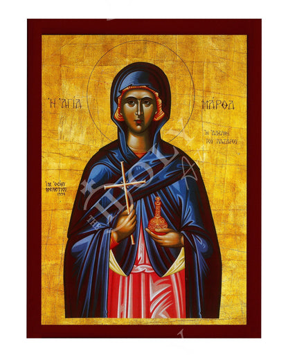 Saint Martha icon, Handmade Greek Orthodox icon of St Martha, Byzantine art wall hanging wood plaque, religious gift - TheHolyArt