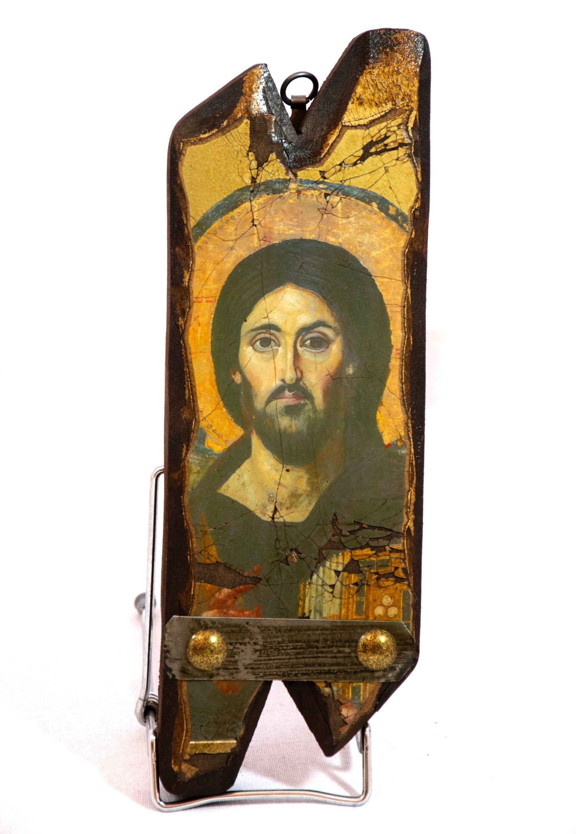 Jesus Christ icon, Handmade Greek Orthodox icon, Byzantine art wall hanging canvas icon of our Lord on wood plaque, religious decor TheHolyArt