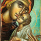 Virgin Mary icon Panagia, Handmade Greek Orthodox icon of Theotokos, Mother of God Byzantine art wall hanging canvas wood plaque 40x13cm TheHolyArt