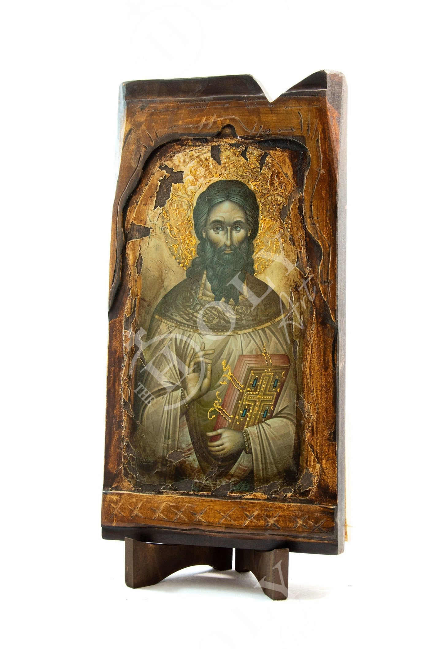 Saint Raphael icon, Handmade Greek Orthodox icon of St Raphael, Byzantine art wall hanging canvas icon wood plaque 51x27cm, wedding gift TheHolyArt