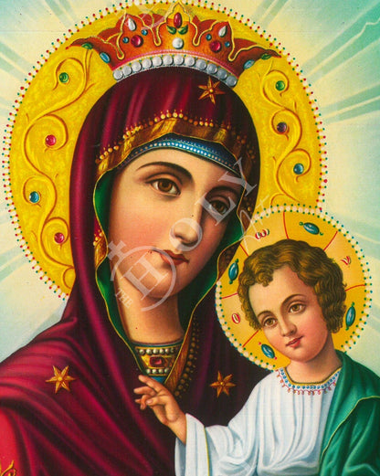 Virgin Mary icon Panagia, Greek Christian Orthodox Icon, Mother of God Byzantine art, Theotokos handmade wall hanging wood plaque - TheHolyArt