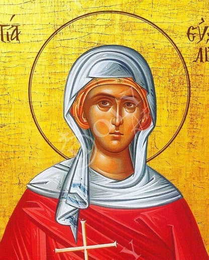 Saint Euthalia icon, Handmade Greek Orthodox icon of St Euthalia, Byzantine art wall hanging icon on wood plaque, religious decor - TheHolyArt