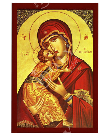 Virgin Mary icon Panagia Dexiokratoussa, Handmade Greek Orthodox Icon, Mother of God Byzantine art, Theotokos wall hanging wood plaque - TheHolyArt
