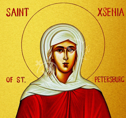 Saint Xenia icon, Handmade Greek Orthodox icon of St Xenia of St. Petersburg, Byzantine art wall hanging icon wood plaque, religious decor - TheHolyArt