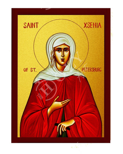 Saint Xenia icon, Handmade Greek Orthodox icon of St Xenia of St. Petersburg, Byzantine art wall hanging icon wood plaque, religious decor - TheHolyArt