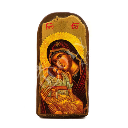 Virgin Mary icon Panagia, Handmade Greek Orthodox Icon of Theotokos, Mother of God Byzantine art wall hanging wood plaque, religious decor - TheHolyArt