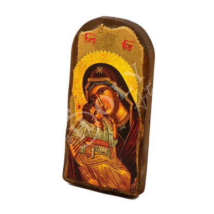 Virgin Mary icon Panagia, Handmade Greek Orthodox Icon of Theotokos, Mother of God Byzantine art wall hanging wood plaque, religious decor - TheHolyArt