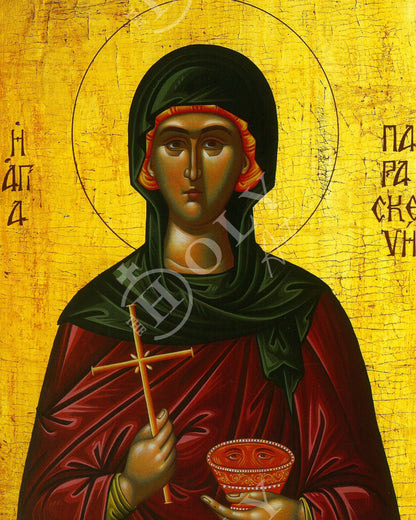 Saint Paraskevi icon, Handmade Greek Orthodox icon of St Paraskevi of Rome, Byzantine art wall hanging icon plaque, religious decor - TheHolyArt