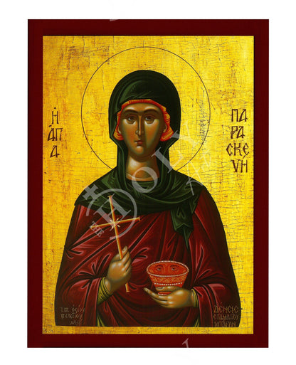 Saint Paraskevi icon, Handmade Greek Orthodox icon of St Paraskevi of Rome, Byzantine art wall hanging icon plaque, religious decor - TheHolyArt