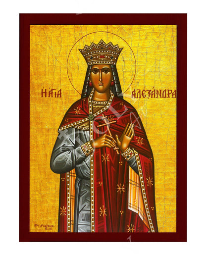 Saint Alexandra icon the Empress, Byzantine art wall hanging of St Alexandra the Empress, Handmade Greek Orthodox icon, religious gift - TheHolyArt