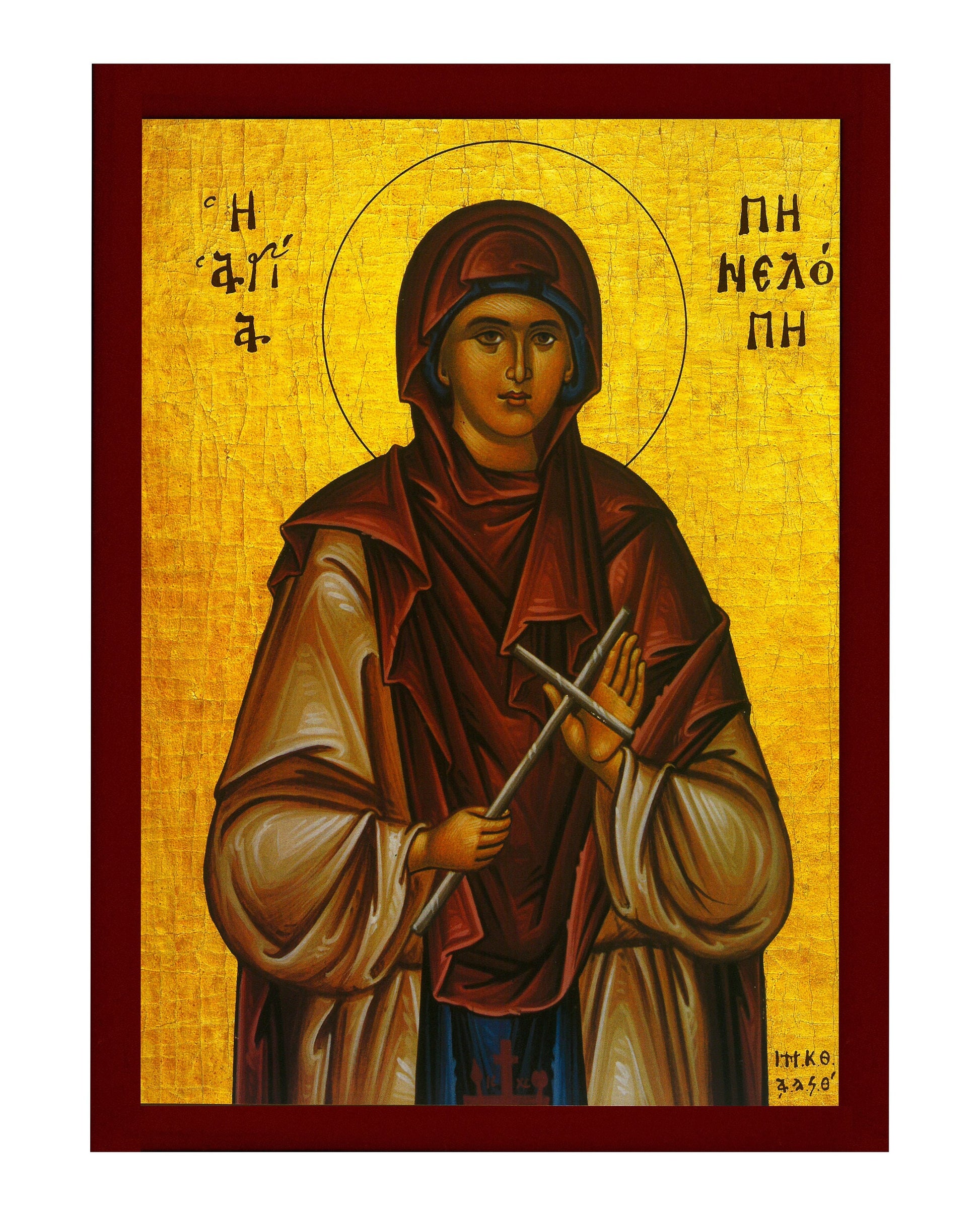 Saint Penelope icon, Handmade Greek Orthodox icon of St Penelope, Byzantine art wall hanging icon wood plaque, religious decor TheHolyArt