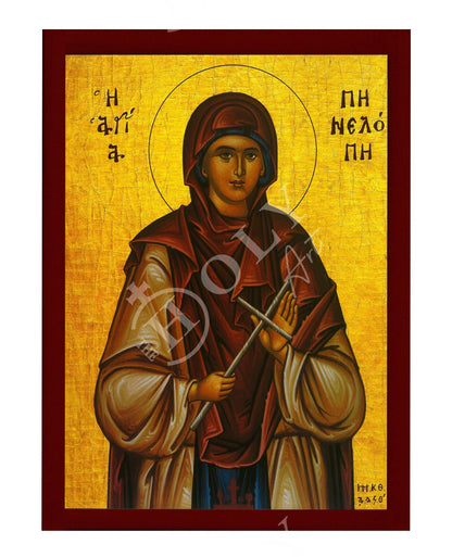 Saint Penelope icon, Handmade Greek Orthodox icon of St Penelope, Byzantine art wall hanging icon wood plaque, religious decor - TheHolyArt