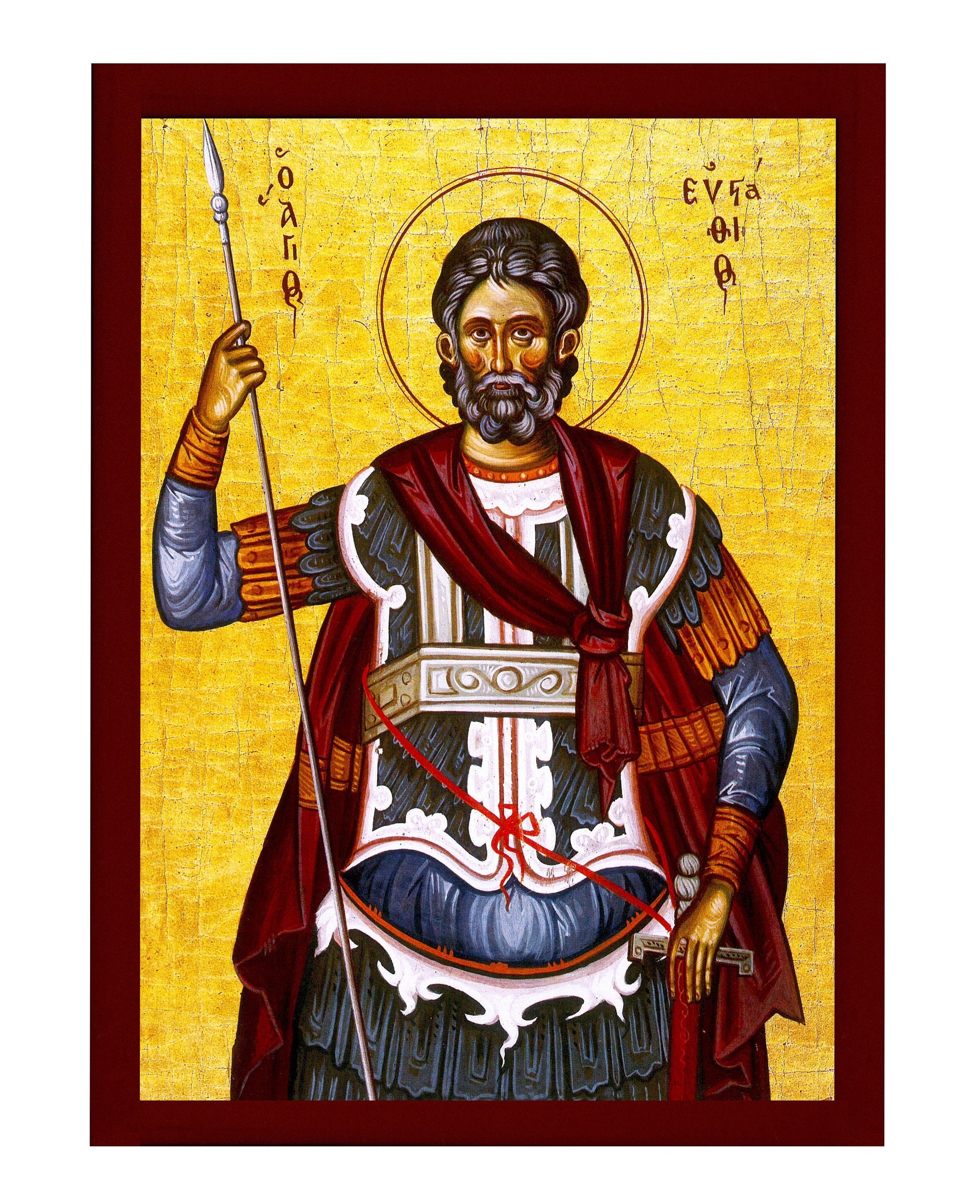 Saint Eustathius icon, Handmade Greek Orthodox icon of St Eustace, Byzantine art wall hanging icon wood plaque, religious decor TheHolyArt
