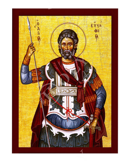 Saint Eustathius icon, Handmade Greek Orthodox icon of St Eustace, Byzantine art wall hanging icon wood plaque, religious decor - TheHolyArt