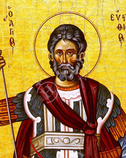 Saint Eustathius icon, Handmade Greek Orthodox icon of St Eustace, Byzantine art wall hanging icon wood plaque, religious decor - TheHolyArt