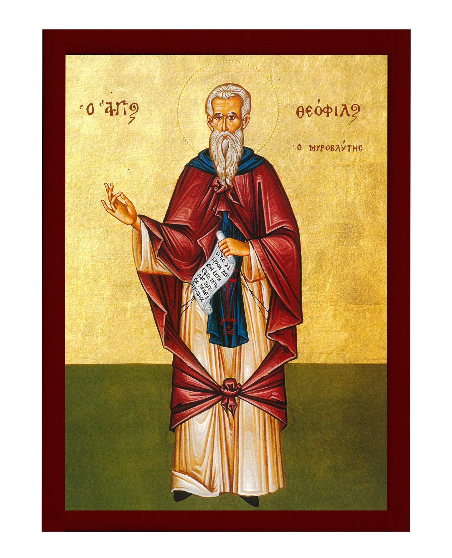Saint Theophilus icon, Handmade Greek Orthodox icon St Theophilus, Byzantine art wall hanging on wood plaque icon, religious decor TheHolyArt