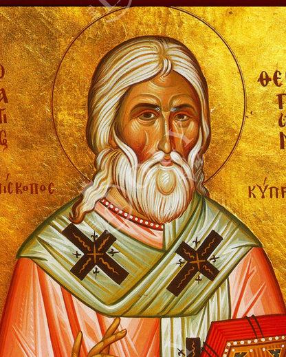 Saint Therapon icon, Handmade Greek Orthodox icon St Therapon of Cyprus, Byzantine art wall hanging on wood plaque icon, religious decor - TheHolyArt