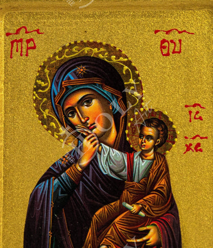 Virgin Mary icon Panagia Paramythia, Handmade Greek Orthodox Icon, Mother of God Byzantine art, Theotokos Christian wall hanging wood plaque - TheHolyArt