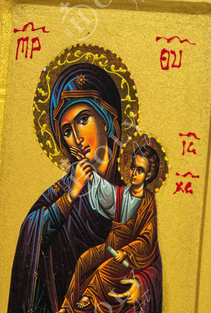 Virgin Mary icon Panagia Paramythia, Handmade Greek Orthodox Icon, Mother of God Byzantine art, Theotokos Christian wall hanging wood plaque - TheHolyArt