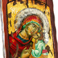 Virgin Mary icon Panagia, Handmade Greek Orthodox icon of Theotokos, Mother of God Byzantine art wall hanging canvas icon gold leaf 51x28cm - TheHolyArt