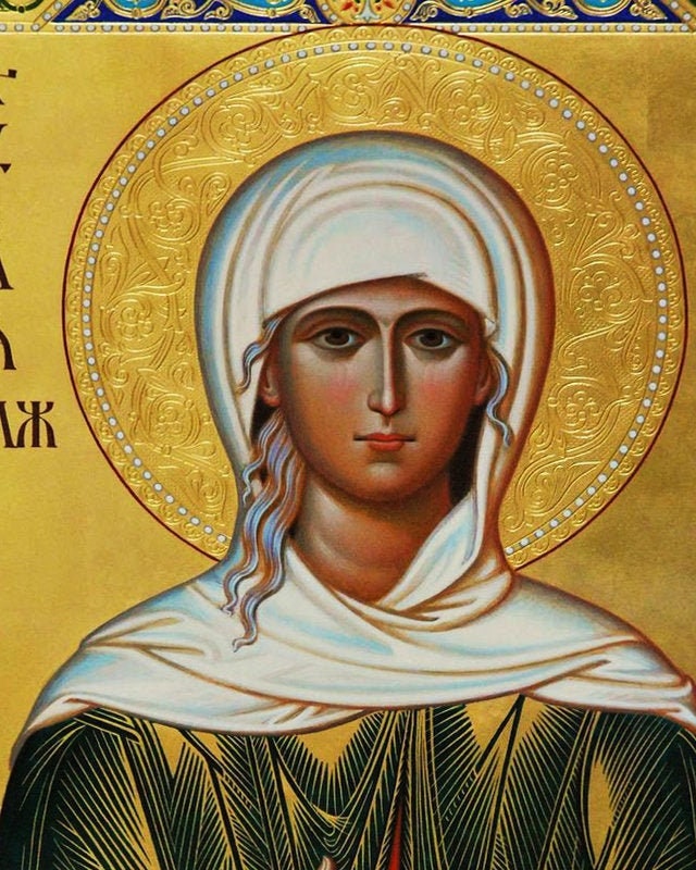 Saint Xenia icon, Handmade Greek Orthodox icon of St Xenia of St. Petersburg, Byzantine art wall hanging icon wood plaque, religious decor (theme 2) TheHolyArt