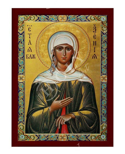 Saint Xenia icon, Handmade Greek Orthodox icon of St Xenia of St. Petersburg, Byzantine art wall hanging icon wood plaque, religious decor (theme 2) - TheHolyArt