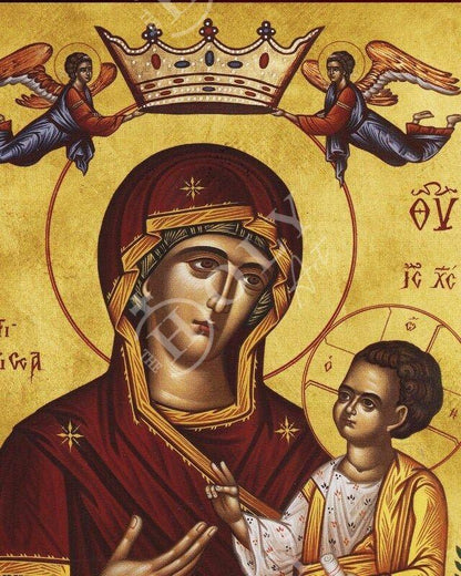 Virgin Mary icon Panagia Myrtidiotissa, Handmade Greek Orthodox Icon, Mother of God Byzantine art, Theotokos wall hanging wood plaque - TheHolyArt