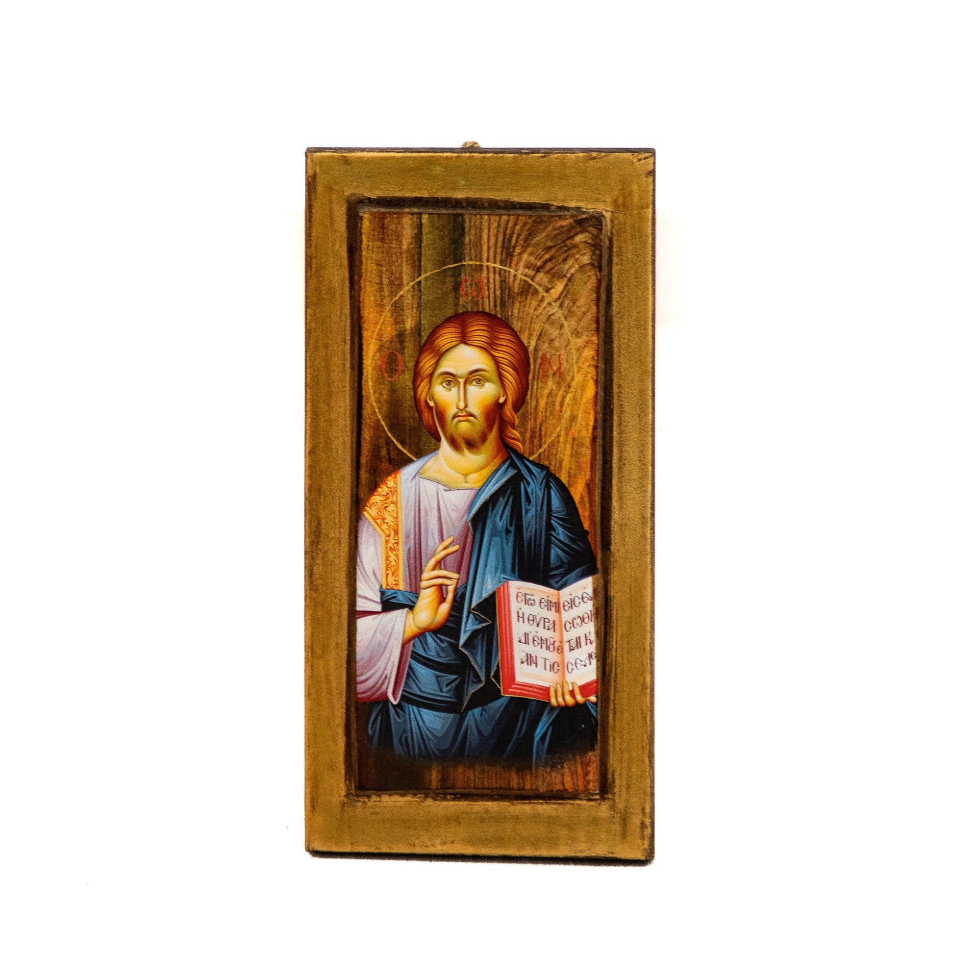 Jesus Christ icon, Handmade Greek Orthodox icon of our Lord, Byzantine art wall hanging wood plaque icon, wedding gift, religious decor TheHolyArt