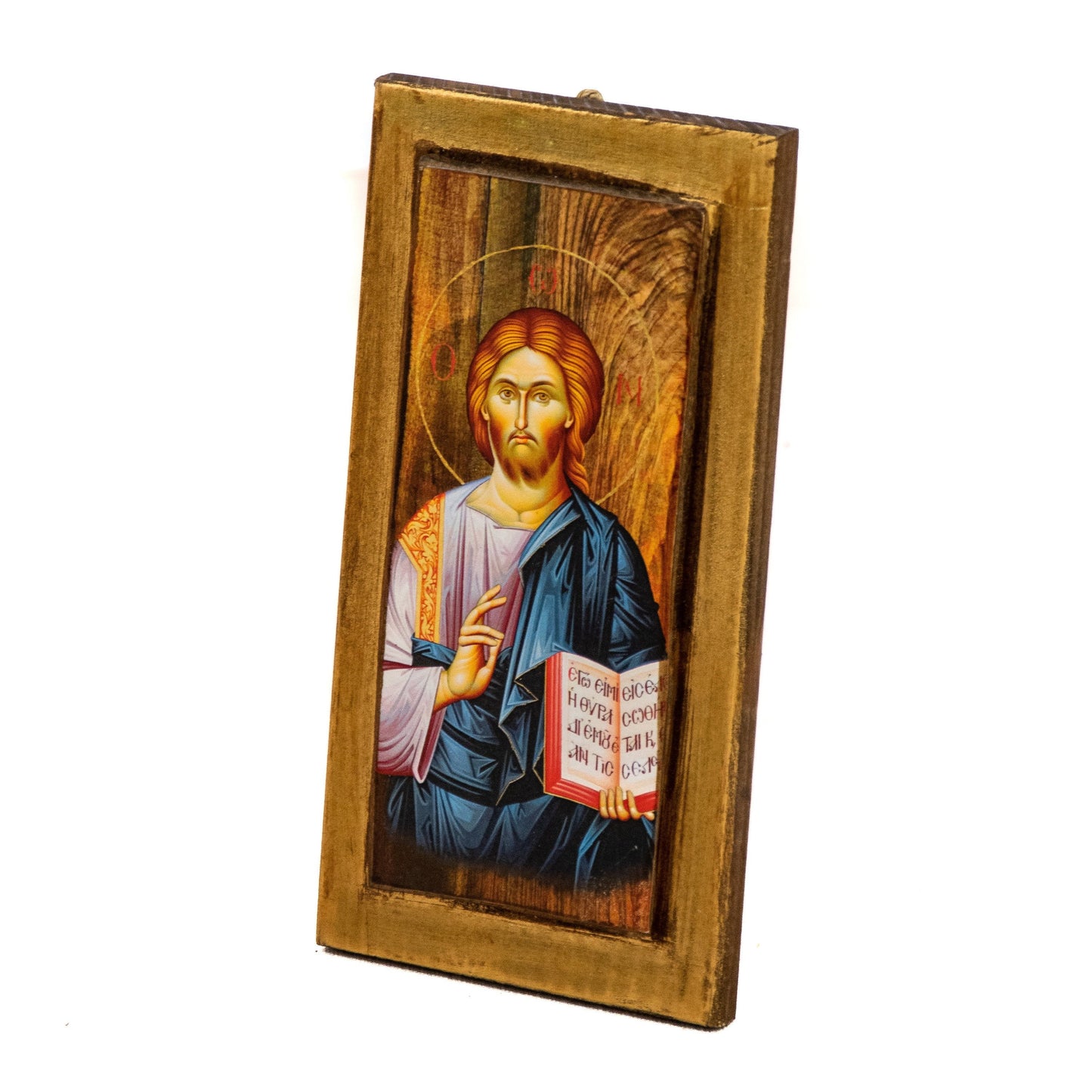 Jesus Christ icon, Handmade Greek Orthodox icon of our Lord, Byzantine art wall hanging wood plaque icon, wedding gift, religious decor TheHolyArt