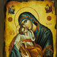 Jesus Christ icon Pantocrator Virgin Mary icon Glykophilousa diptych, Handmade Greek Orthodox icon, Byzantine art wall hanging 22x16cm TheHolyArt