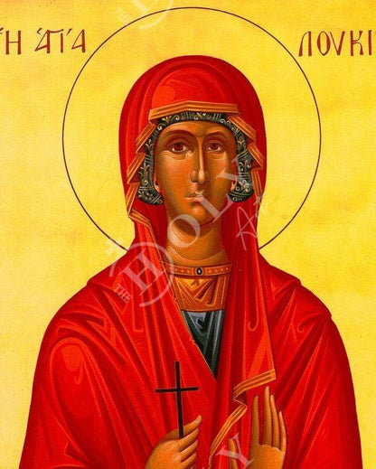 Saint Lucy icon, Handmade Greek Catholic Orthodox icon of St Lucy of Syracuse, Byzantine art wall hanging wood plaque, religious gift - TheHolyArt