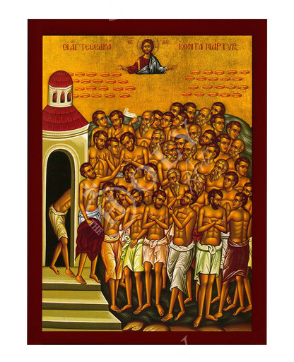 The 40 Holy Martyrs icon, Handmade Greek Orthodox icon Forty Martyrs of Sebaste, Byzantine art wall hanging icon wood plaque, religious gift - TheHolyArt