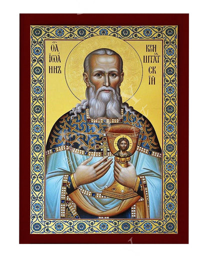 Saint John of Kronstadt icon, Handmade Orthodox Christian icon of St John the Righteous, Religious art wall hanging on wood plaque - TheHolyArt