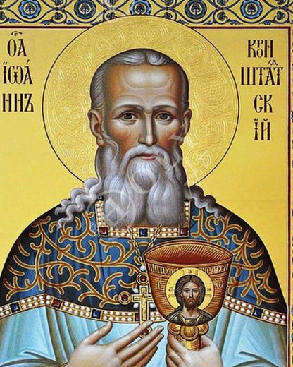 Saint John of Kronstadt icon, Handmade Orthodox Christian icon of St John the Righteous, Religious art wall hanging on wood plaque - TheHolyArt