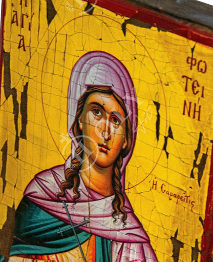 Saint Photine icon of Samaria, Handmade Greek Orthodox Icon of St Photene, Byzantine art wall hanging of Hagia Photini 30x20cm, wedding gift - TheHolyArt