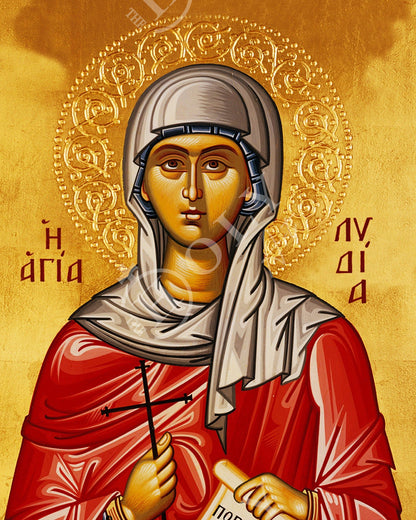 Saint Lydia icon, Handmade Greek Orthodox icon of St Lydia, Byzantine art wall hanging icon wood plaque, religious decor - TheHolyArt