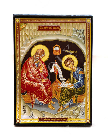 Saint John Evangelist icon, Orthodox icon of the Apocalypse, Apostle John Byzantine art wall hanging, Handmade icon wood plaque 27x21cm - TheHolyArt
