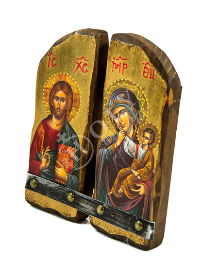 Virgin Mary & Jesus Christ icon , Handmade Greek Orthodox Icon, Mother of God and our Lord Byzantine art wall hanging wood plaque, decor - TheHolyArt